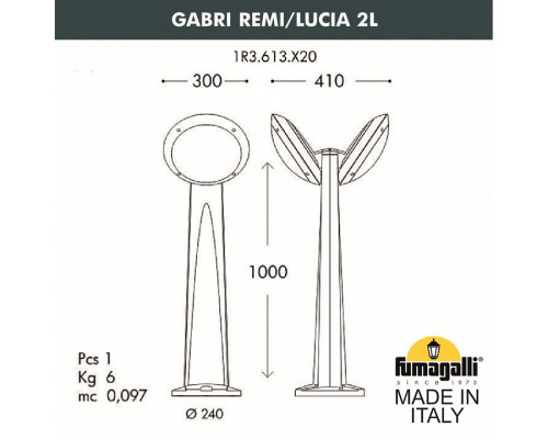 Наземный высокий светильник Fumagalli Lucia 1R3.613.X20.AYE27