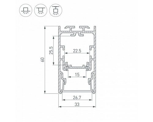 Профиль Arlight S2-LINE-3360-2500 ANOD+OPAL 021171