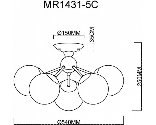 Люстра на штанге MyFar Kate MR1431-5C