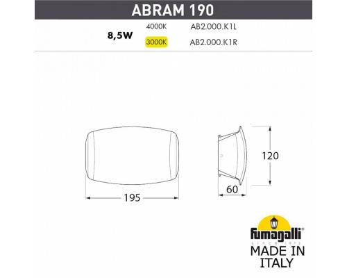 Накладной светильник Fumagalli Abram AB2.000.000.WXK1L