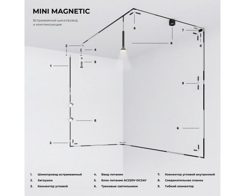 Соединитель угловой L-образный для треков встраиваемых Elektrostandard Mini Magnetic a065637