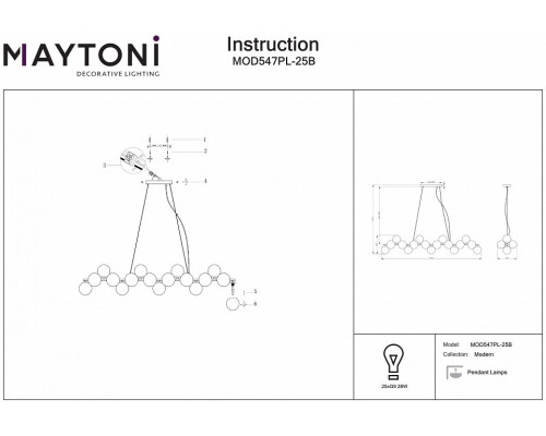 Подвесная люстра Maytoni Dallas MOD547PL-25B