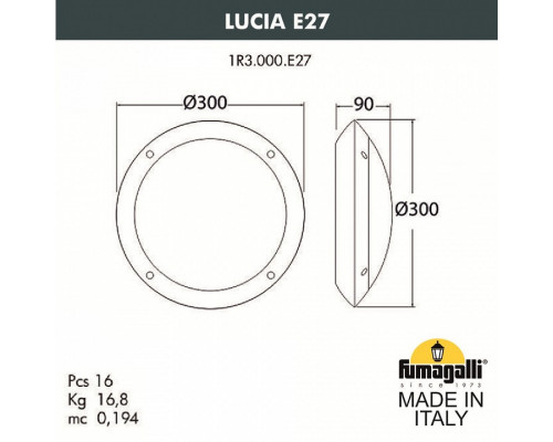 Накладной светильник Fumagalli Lucia 1R3.000.000.AYE27OR1