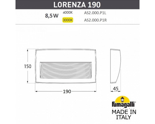 Накладной светильник Fumagalli Lorenza AS2.000.000.WXK1L