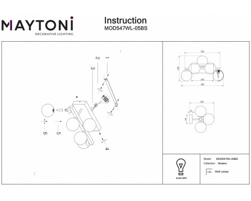 Бра Maytoni Dallas MOD547WL-05BS