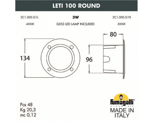 Встраиваемый светильник Fumagalli Leti 2C1.000.000.LYG1L