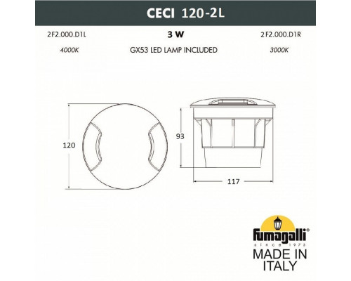 Встраиваемый в дорогу светильник Fumagalli Ceci 2F2.000.000.AXG1L