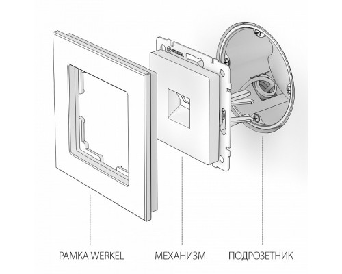 Розетка Ethernet RJ-45 без рамки Werkel cеребряный рифленый W1181009