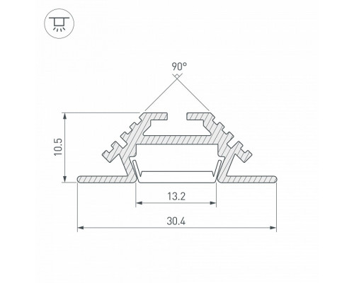 Профиль встраиваемый угловой внутренний Arlight PHS-V-2000 ANOD 013212