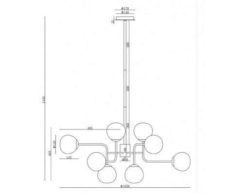 Люстра на штанге Maytoni Erich MOD221-PL-12-G