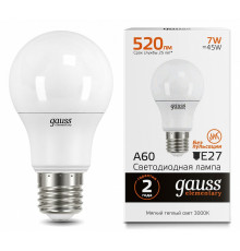 Лампа светодиодная Gauss Led Elementary A60 E27 7Вт 3000K 23217A