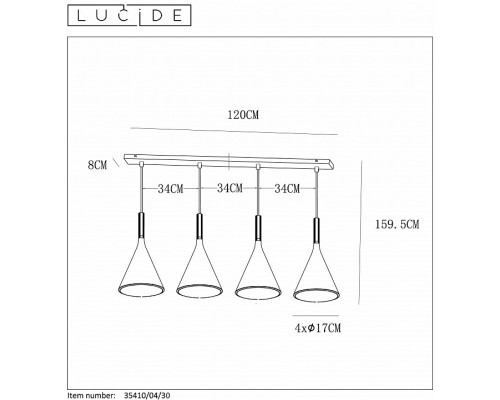 Подвесной светильник Lucide Gipsy 35410/04/30