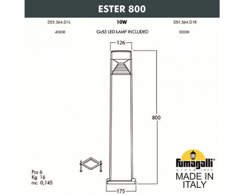 Наземный низкий светильник Fumagalli Ester DS1.564.000.AXD1L