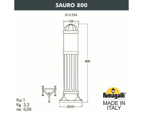 Наземный низкий светильник Fumagalli Sauro D15.554.000.WXF1R.FRA