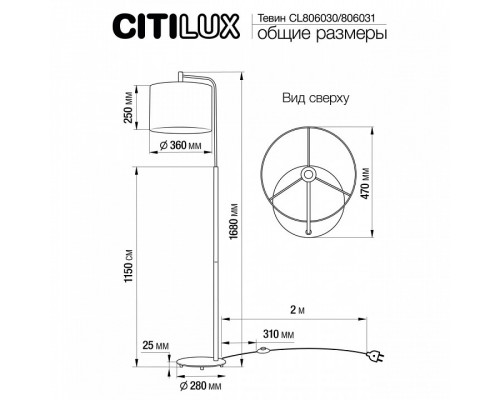 Торшер Citilux Тевин CL806031