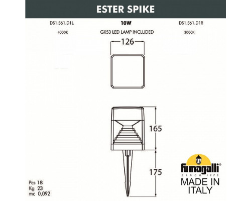 Наземный низкий светильник Fumagalli Ester DS1.561.000.LXD1L