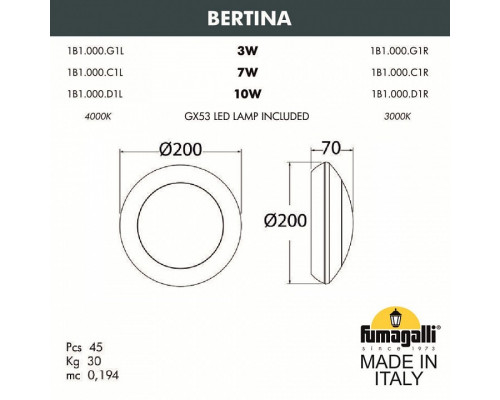 Накладной светильник Fumagalli Bertina 1B1.000.000.WYG1L