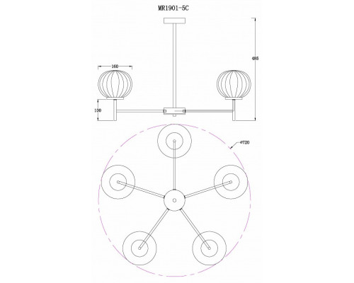 Люстра на штанге MyFar Eliza MR1901-5C