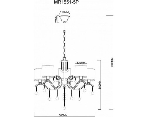 Подвесная люстра MyFar Dante MR1551-5P