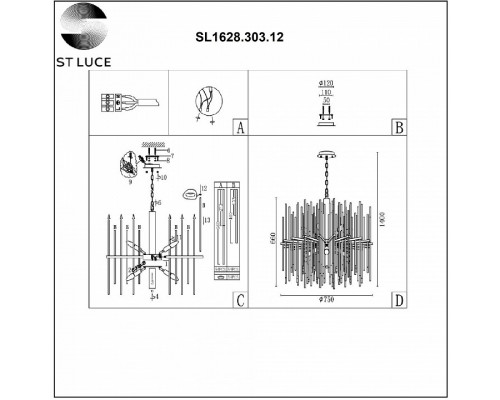 Подвесная люстра ST-Luce Teramo SL1628.303.12