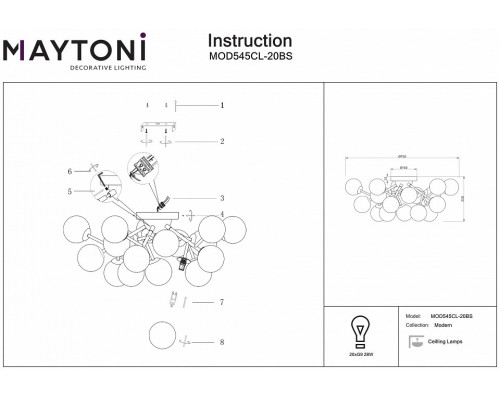 Потолочная люстра Maytoni Dallas MOD545CL-20BS