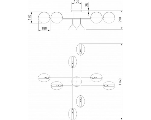 Потолочная люстра Eurosvet Grazia 70148/8 черный/золото