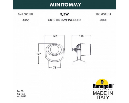 Светильник на штанге Fumagalli Minitommy 1M1.000.000.WXU1L