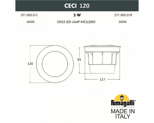 Встраиваемый в дорогу светильник Fumagalli Ceci 2F1.000.000.LXG1L