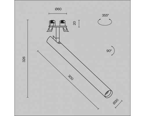 Встраиваемый светильник на штанге Maytoni Focus T C141RS-L300-6W3K-B