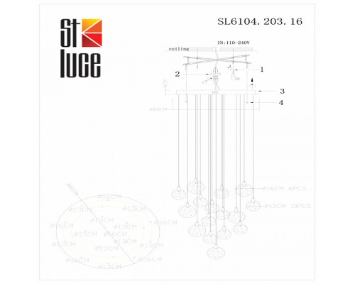 Подвесная люстра ST-Luce Montecelio SL6104.203.16