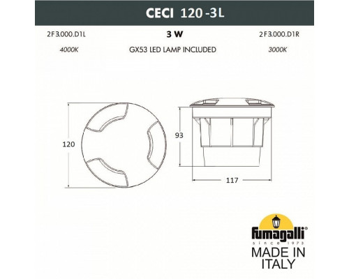 Встраиваемый в дорогу светильник Fumagalli Ceci 2F3.000.000.AXG1L