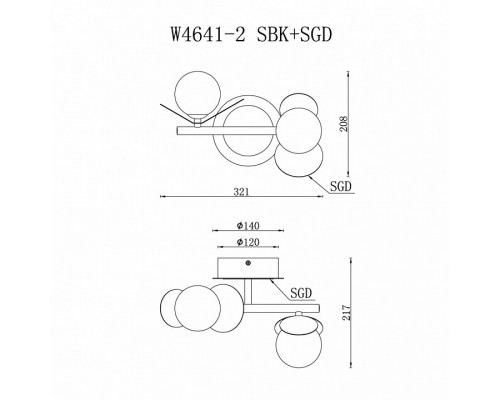 Бра iLedex Savage W4641-2 MBK+SGD