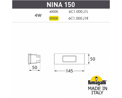 Встраиваемый светильник Fumagalli Nina 6C1.000.000.WYJ1L