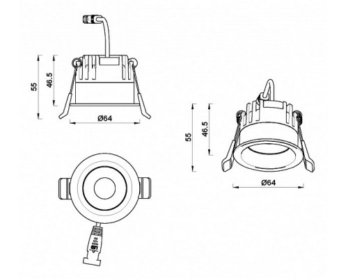 Встраиваемый светильник iLedex Mars 107-7W-D64-3000K-24DG-BK