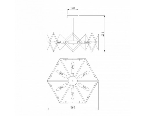 Люстра на штанге Eurosvet Origami 60121/6 латунь Smart