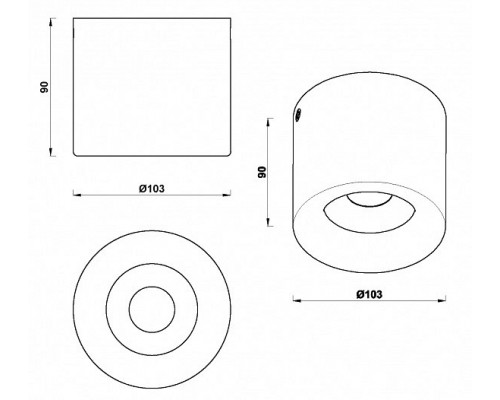 Накладной светильник iLedex Metrica 113-12W-D100-4000K-24DG-BK