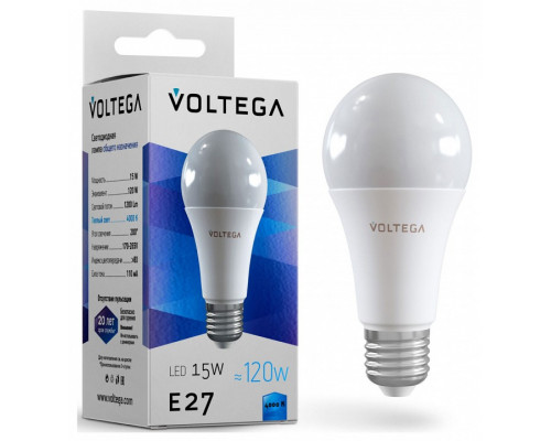 Лампа светодиодная Voltega General purpose bulb 15W E27 15Вт 4000K 7157