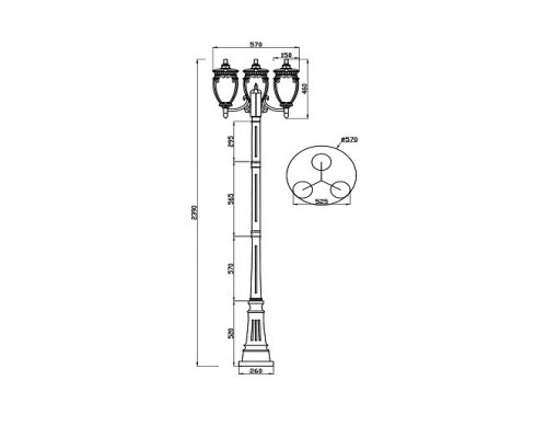 Фонарный столб Maytoni Fleur O414FL-03BZ