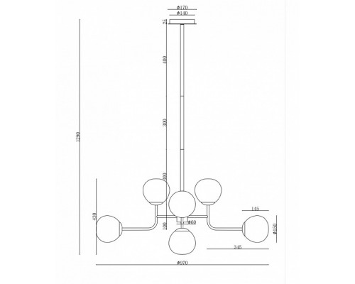 Люстра на штанге Maytoni Erich MOD221-PL-08-N