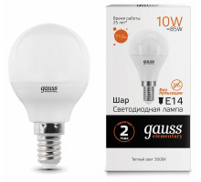 Лампа светодиодная Gauss LED Elementary Globe E14 10Вт 3000K 53110