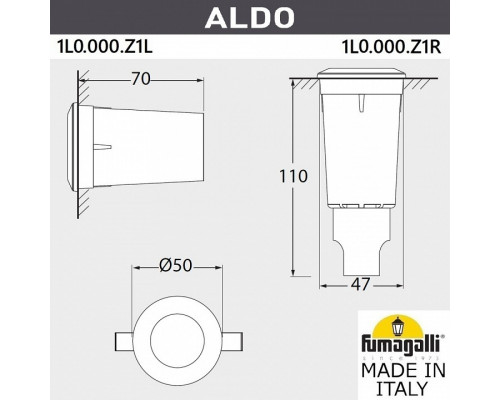 Встраиваемый в дорогу светильник Fumagalli Aldo 1L0.000.000.LXZ1L