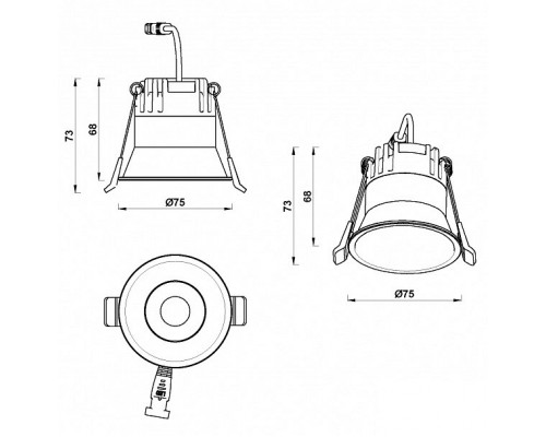 Встраиваемый светильник iLedex Mars 207-7W-D75-3000K-24DG-BK