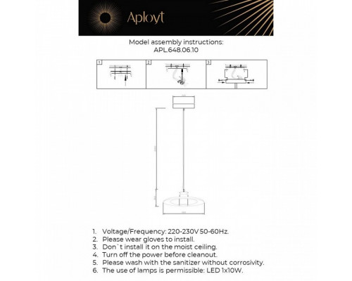 Подвесной светильник Aployt Stefa APL.648.06.10