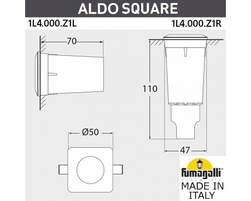 Встраиваемый в дорогу светильник Fumagalli Aldo 1L4.000.000.LXZ1L