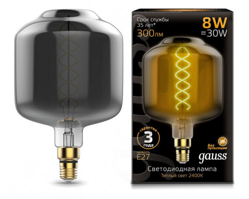 Лампа светодиодная Gauss LED Vintage Filament Flexible E27 8Вт 2400K 164802008