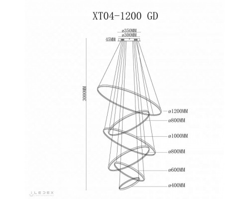 Подвесной светильник iLedex Axis XT04-D1200 GD