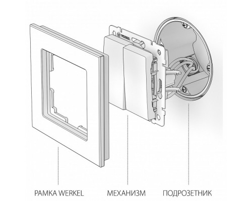 Выключатель проходной двухклавишный без рамки Werkel белые a051126