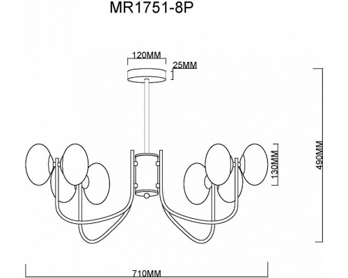 Люстра на штанге MyFar Scott MR1751-8P