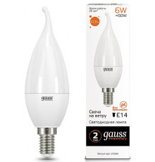 Лампа светодиодная Gauss Led Elementary Candle Tailed E14 6Вт 3000K 34116