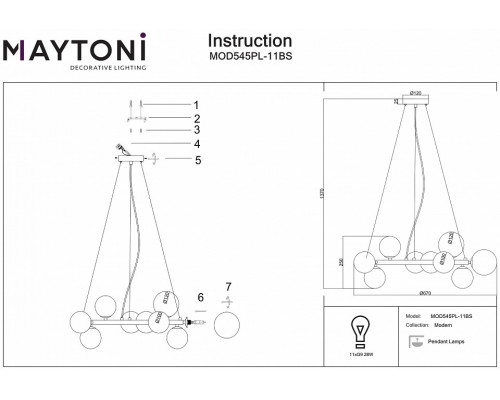 Подвесная люстра Maytoni Dallas MOD545PL-11BS